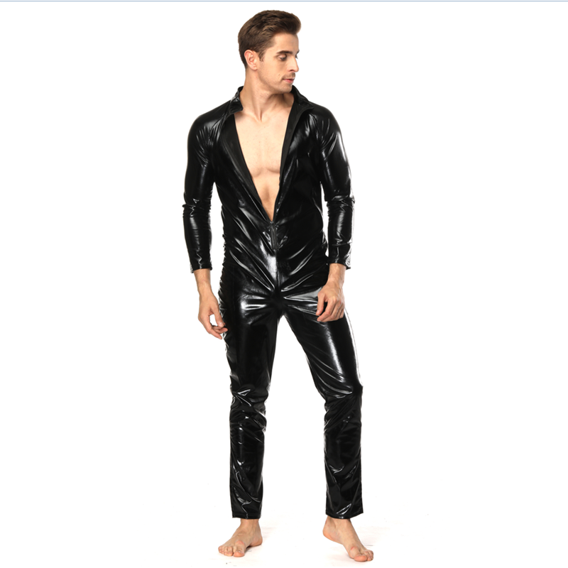Men's Zipper Crotch Open Bodysuit