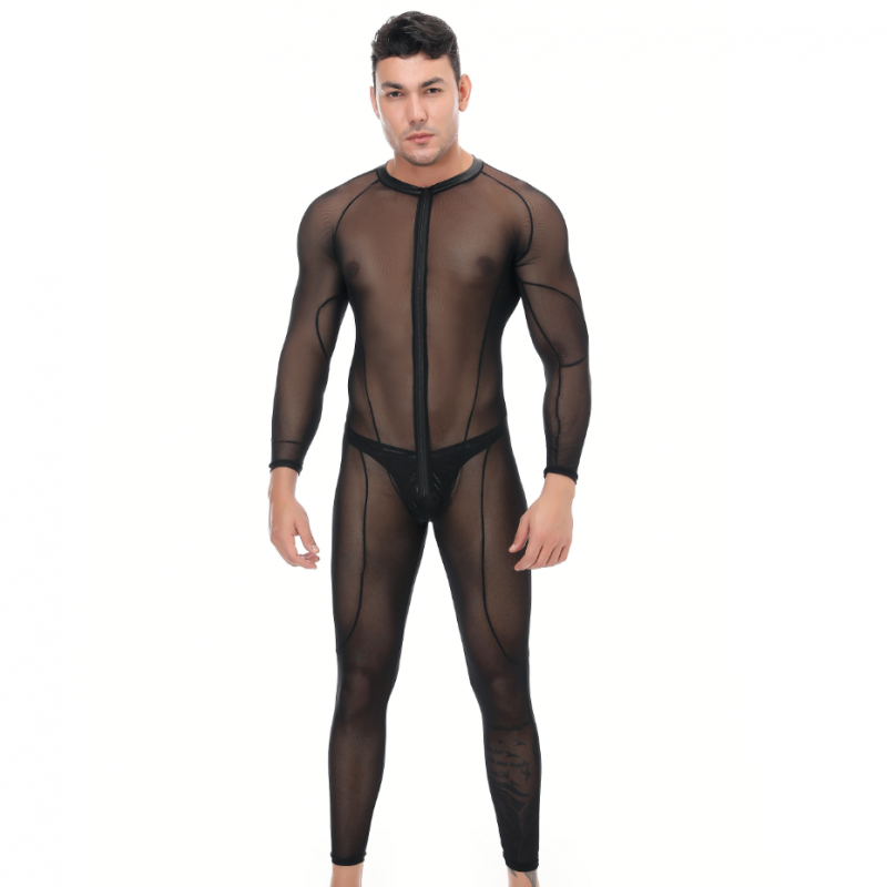 Men's Mesh Zipper Bodysuit