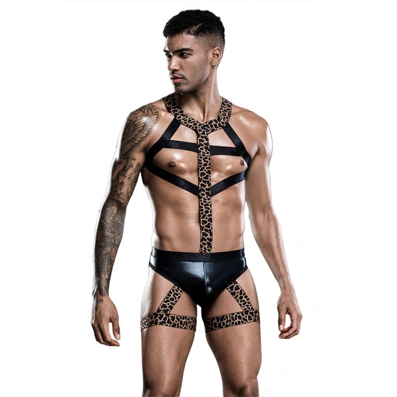 Male Leopard Harness Outfit