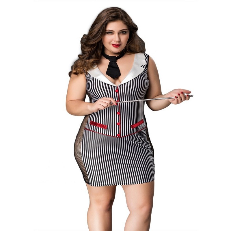 Plus Size Striped Sexy Teacher Outfit