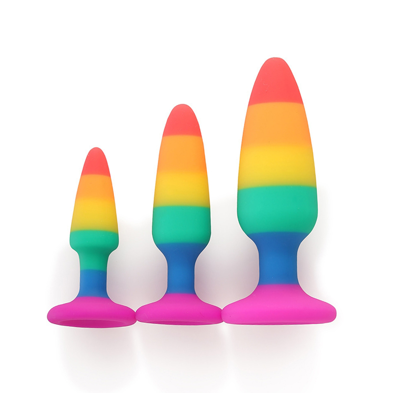 Rainbow Silicone Butt Plug Kit