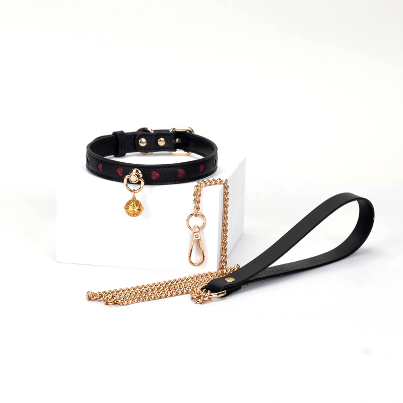 Strict Leather Collar with Chain - Ring