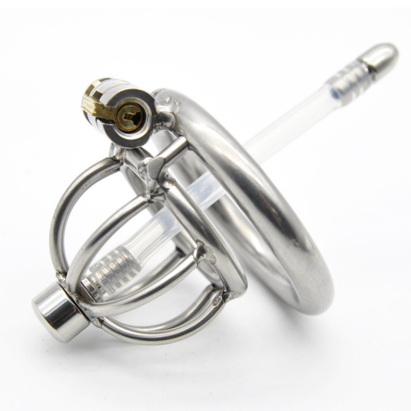 Stainless Steel Crown Cock Cage with Penis Plug