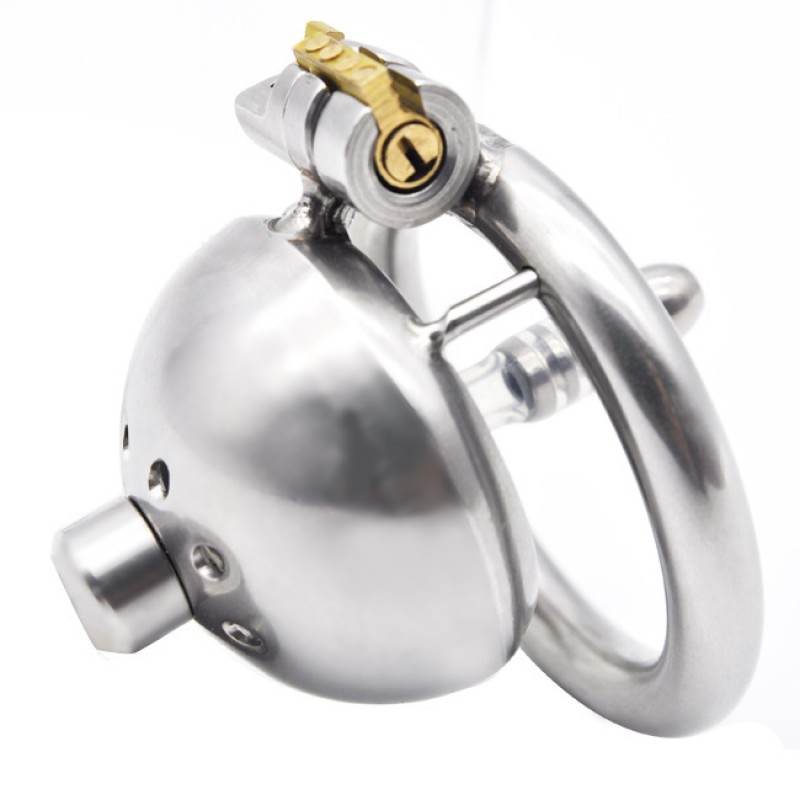 Stainless Steel Bell Cock Cage with Penis Plug