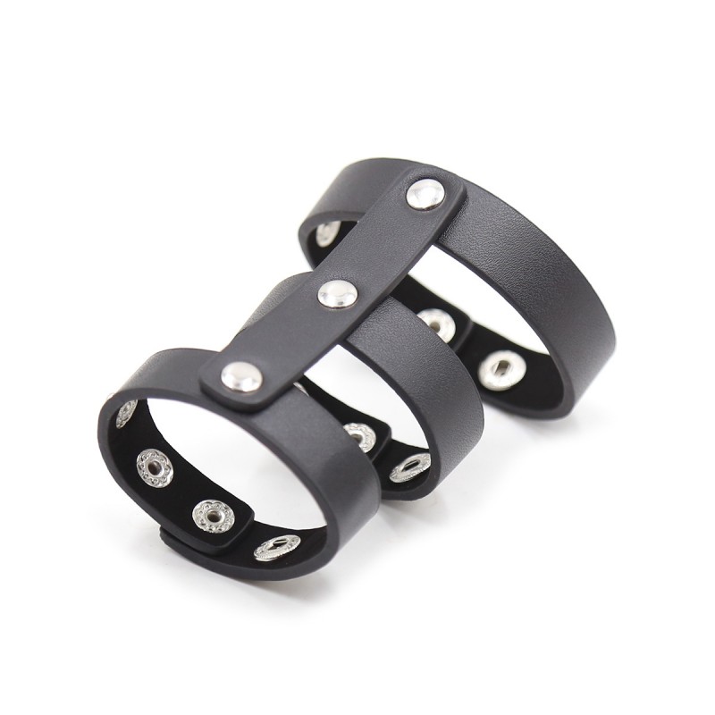 3 Rings PU Leather Cock Ring