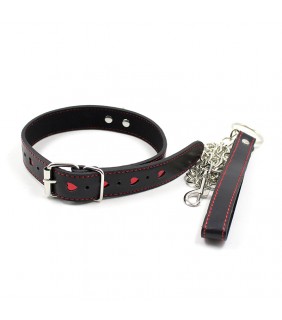 PU Red Heart Leashed Collar