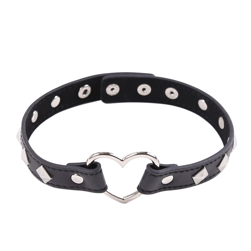 Heart Ring Connect PU Leather Collar