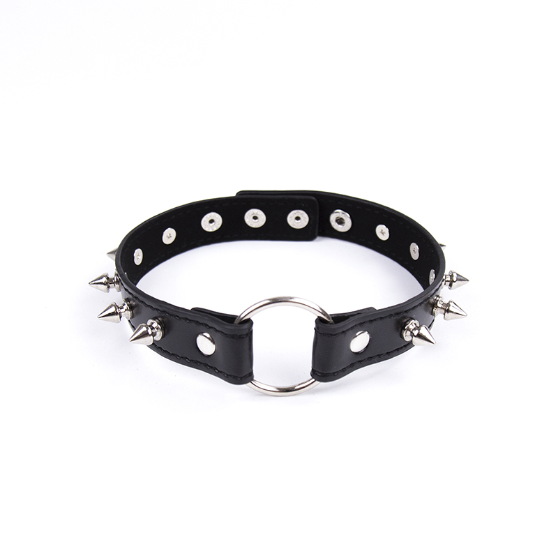 Spiked PU Collar with Ring
