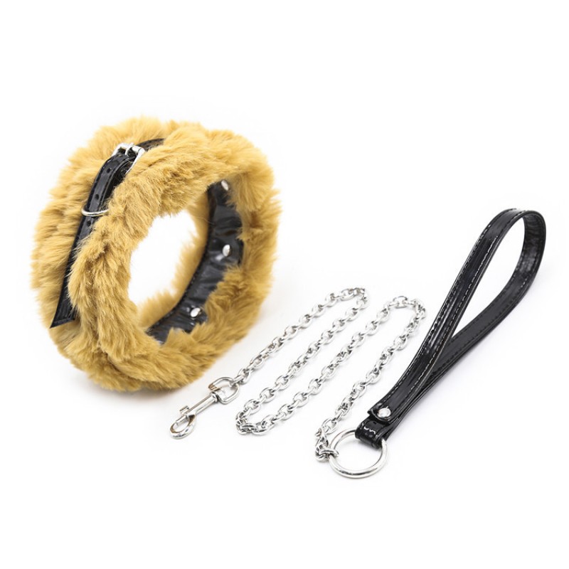 Plush and Leather Collar with Leash