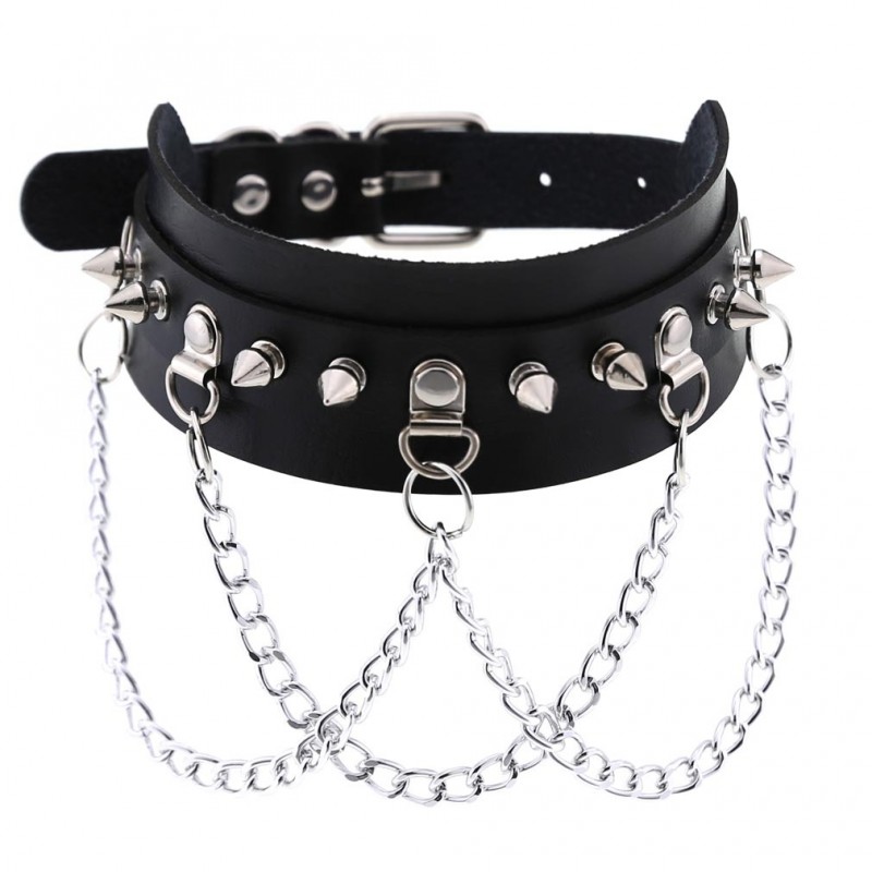 Two Chains Rivet PU Collar