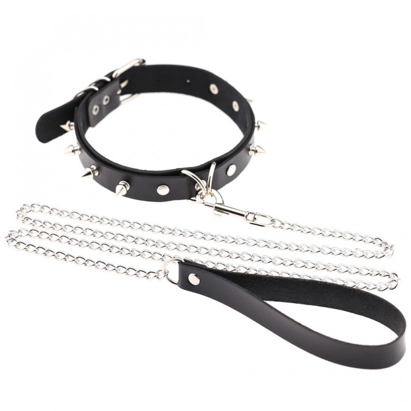 Rivet PU Collar with Chain