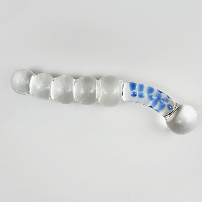 Curved Glass Anal Beads Plug