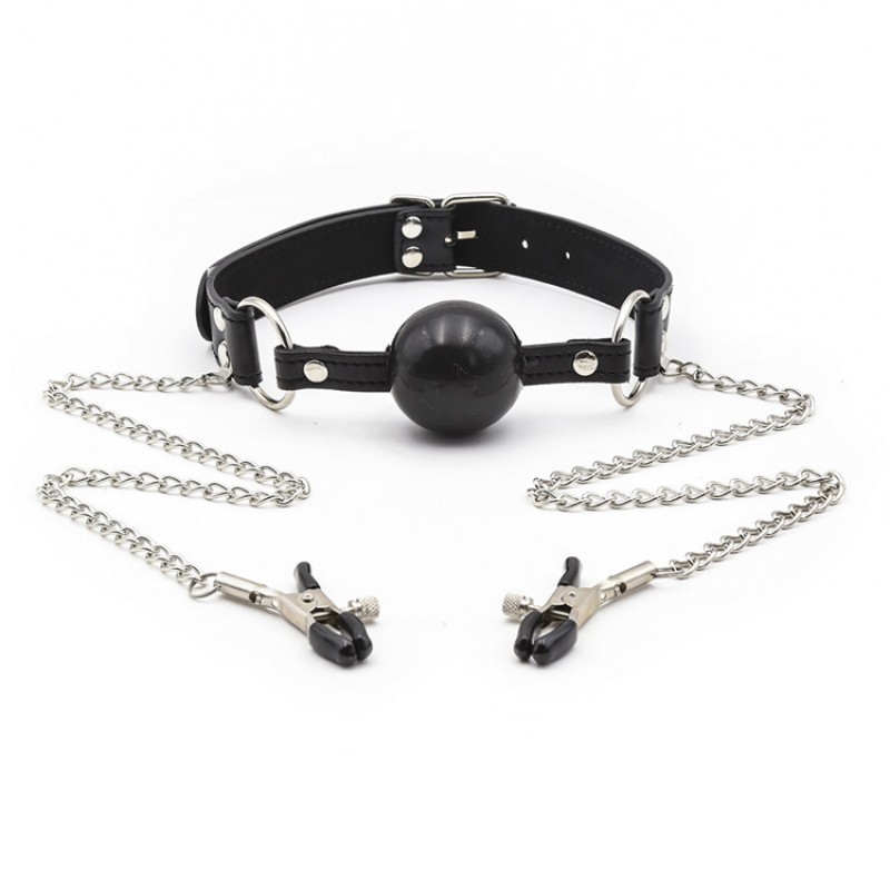 Alloy Nipple Clamp with Mouth Gag