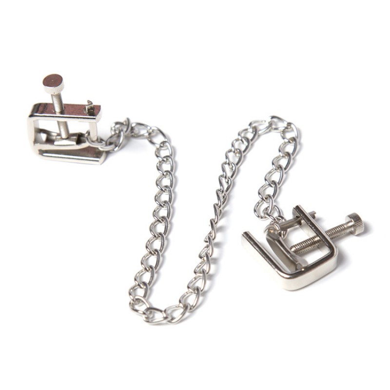Alloy Screw Nipple Clamp with Chain