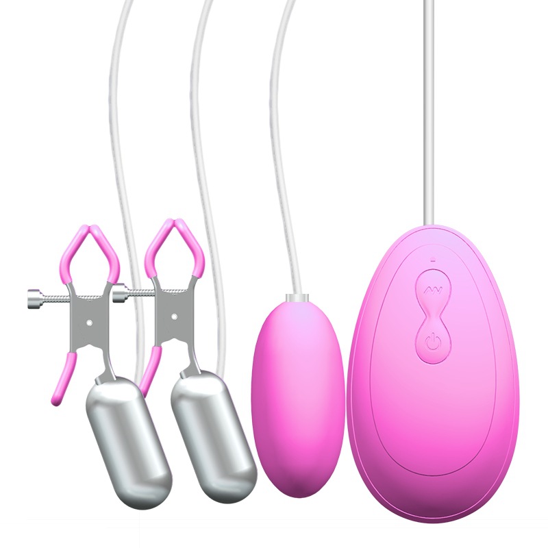 Vibrating Nipple Clamps with Egg Vibrator - Battery