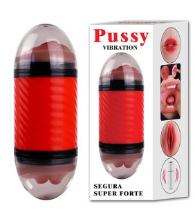 Oral and Vaginal Dual Pleasure Stroker with Vibrating Egg