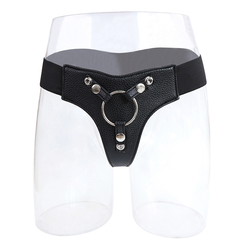 Elastic PU Strap-On Harness with 3 Rings