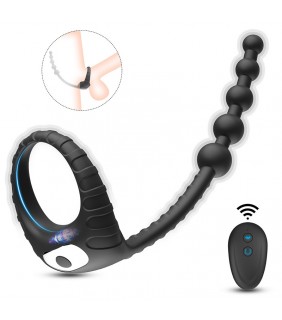 Vibrating Cock Ring with Anal Beads